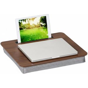 Relaxdays laptoptafel bamboe, in de hoogte verstelbaar, inklapbaar, HBD 30,5 x 72,5 x 35 cm, met standaard, natuur