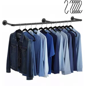 Kledingstang, plafondmontage, wandmontage, zwart, garderobestang, diverse maten, bijv. 60 x 70 cm, garderobe, industrieel design, handgemaakt, wateroor, kledingstang, wand in L-vorm met hoek van 90 graden
