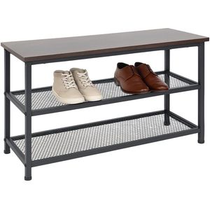 Relaxdays schoenenrek, metaal, 5 etages, stapelbaar, uitbreidbaar, HBD: 90 x 70 x 26 cm, voor 15 paar, wit