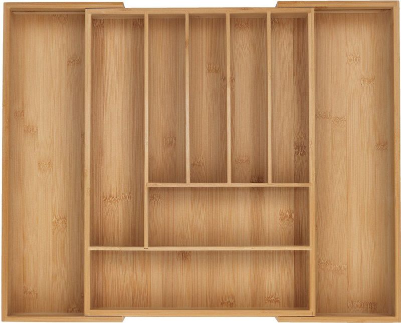 Bestekbak - Uitschuifbaar - Bamboe - 7 - 9 Vakken - 5 x 32,5-53,5 x 43 cm
