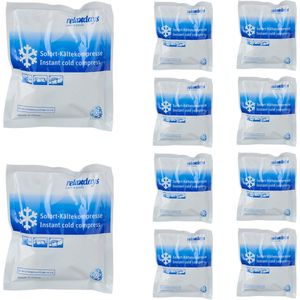 Instant Coldpack - Set van 10 - Koelcompressen - Wit - 14,5 x 12,5 cm - Werkt Zonder Vriezer