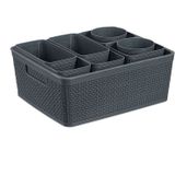 Lade Organizer - 10-delige Set - Kunststof - Grijs - Mandjes