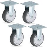 Bokwielen - Grijs - TPR, Staal, PP - Set van 4