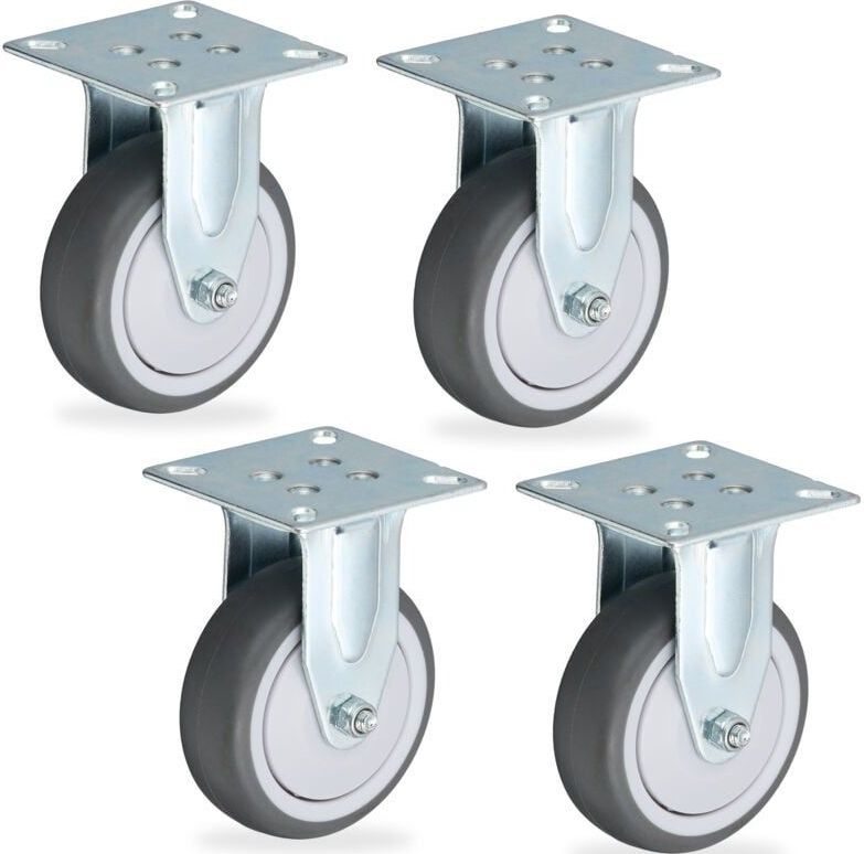 Bokwielen - Grijs - TPR, Staal, PP - Set van 4