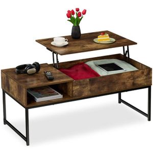 Relaxdays salontafel met opbergruimte - uitklapbaar - 45x110x50 cm - industrieel - bruin