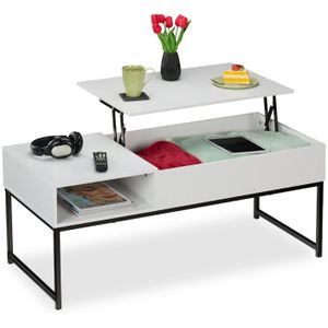 Relaxdays salontafel met opbergruimte - uitklapbaar - 45x110x50 cm - modern - wit