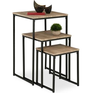 Salontafel - Set van 3 - Industrieel - Vierkant - Metaal