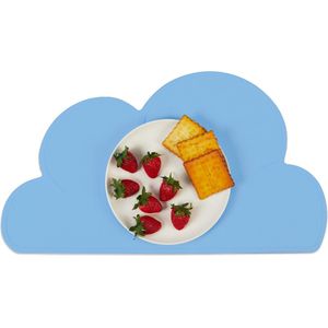 placemat kinderen - wolk - antislip - afwasbaar - siliconen - 47x26,5 cm - lichtblauw