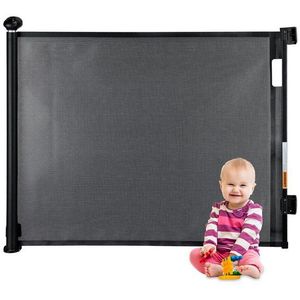 Relaxdays traphekje oprolbaar - 70 tot 140 cm - muurbevestiging - net - zwart