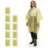 Regenponcho - Set van 10 - Geel - PE - Met Capuchon