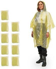 Regenponcho - Set van 10 - Geel - PE - Met Capuchon
