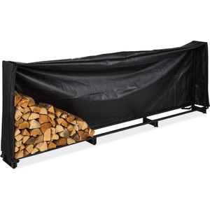 brandhoutrek met hoes - minimale grootte houtblokken: ca. 25 cm - ijzer - 110 x 322 x 29 cm - zwart