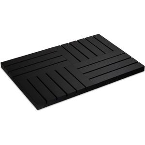 Relaxdays bamboe badmat - antislip douchemat - badkamermat - sneldrogend - saunamat - zwart