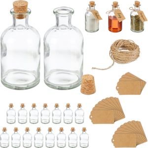glazen flesjes set van 20 - met dop - kurk - 125 ml - mini - olieflesjes