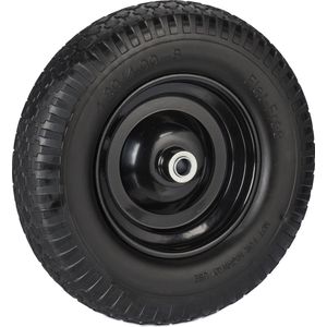 Relaxdays kruiwagenwiel 4.00-8 - massief rubber - stalen velg - lekvrij - 100 kg - zwart