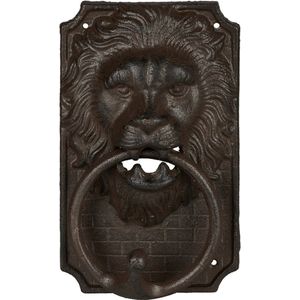 Relaxdays deurklopper leeuw - alternatief voor deurbel - gietijzer - vintage klopring - dark Brown