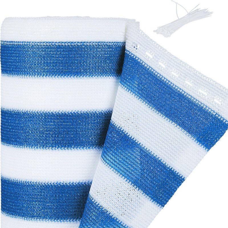 Relaxdays zichtbreeknet - 2 x 6 m - 2 meter hoog - HDPE - gestreept - blauw-wit