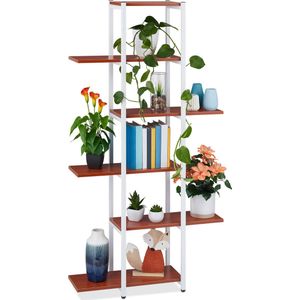 Relaxdays plantenrek binnen - 6 etages - plantentrap metaal - planten etagere - hoog - roodbruin