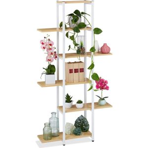 Relaxdays plantenrek binnen - 6 etages - plantentrap metaal - planten etagere - hoog - bruinen