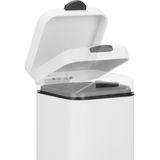 Relaxdays afvalbak wandmontage - 3L - softclose - prullenbak - staal - rechthoekig - wit