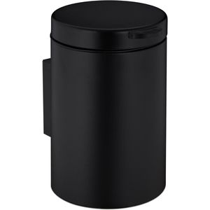 Relaxdays Afvalbakje - 3L - wandmontage - prullenbak - staal - vuilnisbakje - rond - zwart