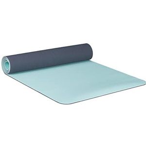 Relaxdays Yogamat, 5 mm dik, pilates, fitness, gymnastiek, antislip, riem, mintgroen/grijs