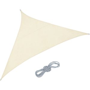 Relaxdays Schaduwdoek driehoek - zonwering - polyester - zeil - uv-bestendig - beige - 3 x 3 x 4,25 m