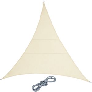 Relaxdays schaduwdoek driehoek, van polyester, concave vorm, zonwering met ophangringen, 4 x 4 x 4 m, beige