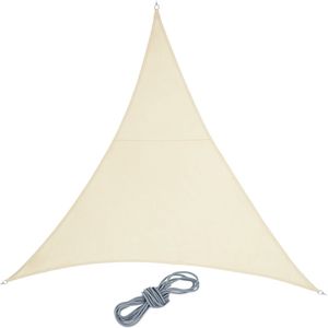 Relaxdays schaduwdoek driehoek, van polyester, concave vorm, zonwering met ophangringen, 3 x 3 x 3 m, beige