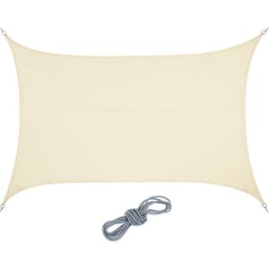 Relaxdays schaduwdoek rechthoekig - privacydoek - PES - zonnedoek - met ophangogen -beige - 4 x 6 m