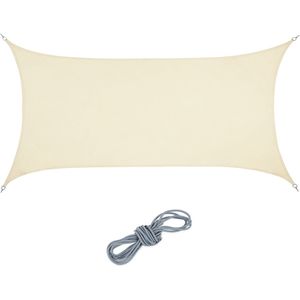Relaxdays schaduwdoek rechthoekig - privacydoek - PES - zonnedoek - met ophangogen -beige - 2 x 4 m