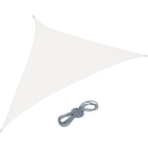 Relaxdays schaduwdoek driehoek, van PES, concave vorm, waterafstotend, zonnezeil met scheerlijnen, 3 x 3 x 4,25 m, wit