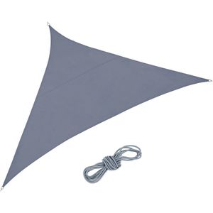 Relaxdays Schaduwdoek driehoek - zonwering - PES - met ringen - concaaf - donkergrijs - 3 x 3 x 4,25 m