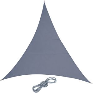 Relaxdays Schaduwdoek driehoek - zonwering - PES - met ringen - concaaf - donkergrijs - 4 x 4 x 4 m