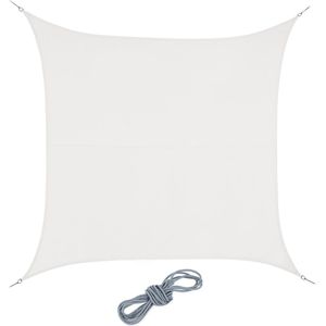 Relaxdays schaduwdoek vierkant, polyester, concave vorm, waterafstotend, inclusief scheerlijnen, 4 x 4 m, wit