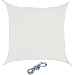 Relaxdays schaduwdoek vierkant, polyester, concave vorm, waterafstotend, inclusief scheerlijnen, 2 x 2 m, wit