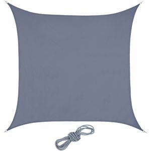 Relaxdays schaduwdoek vierkant, van polyester, concaaf, met scheerlijnen, waterafstotend, 2 x 2 m, donkergrijs
