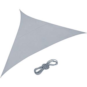 Relaxdays schaduwdoek driehoek - zonnezeil - waterafstotend - zonweringdoek - PES - grijs - 3 x 3 x 4,25 m