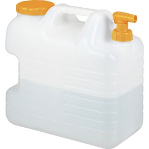 Relaxdays jerrycan met kraan, 20 liter, voor drinkwater, kunststof, bpa-vrij, met handvat, voor camping, wit/oranje