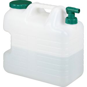jerrycan met kraan - 20 liter - voor drinkwater - kunststof - BPA-vrij - handvat - camping - wit-groen