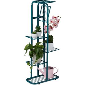 Relaxdays Plantenrek Metaal - 6 Etages - Plantentrap Binnen en Buiten - Bloemenrek Smal - Groen