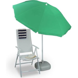 Relaxdays Parasol met Knikarm 180 cm - Kantelbare Strandparasol - Ronde Tuinparasol Balkon - Taupé