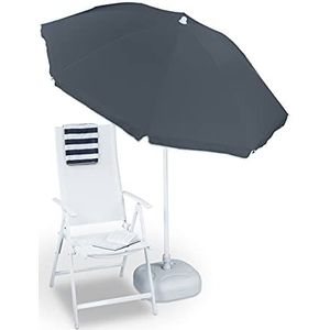 Relaxdays parasol, Ø 180 cm, in de hoogte verstelbaar, kantelbaar, polyester, staal, voor balkon, tuin, strand, grijs