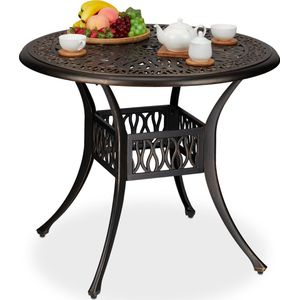 Relaxdays Tuintafel rond - balkontafel met parasolgat - koffietafel - bijzettafel tuin - zwart-brons