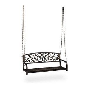 Hängebank, 2-Sitzer, Metall, hbt: 190x133x55 cm, Schaukelbank outdoor, Vintage Gartenschaukel, schwarz/bronze - Relaxdays