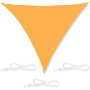 Relaxdays Schaduwdoek driehoek - met ringen - overkapping - zonnezeil - waterdicht - geel - 6 x 6 x 6 m