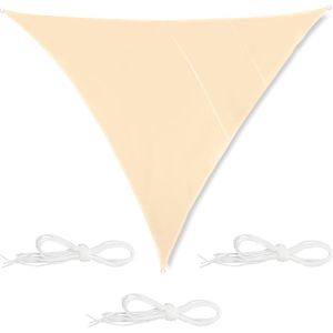 Relaxdays schawuwdoek driehoek - met ringen - zonwering - zonnezeil - schaduwzeil - beige - 5 x 5 x 5 m