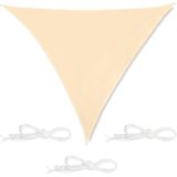 Relaxdays schawuwdoek driehoek - met ringen - zonwering - zonnezeil - schaduwzeil - beige - 4 x 4 x 4 m