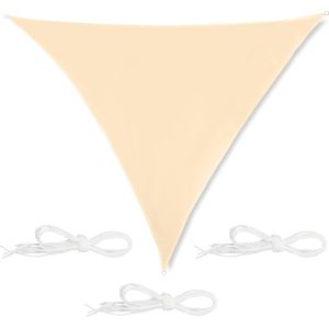 Relaxdays schawuwdoek driehoek - met ringen - zonwering - zonnezeil - schaduwzeil - beige - 3 x 3 x 3 m