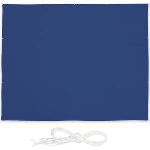 Relaxdays Schaduwdoek rechthoek - zonweringdoek - scheurvast - met ogen - spanzeil - blauw - 5 x 6 m